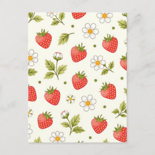 Strawberry Blossom Summer Pattern Postcard