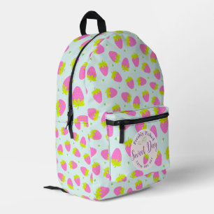 Strawberry Blue Printed Backpack