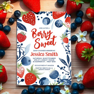 Strawberry Blueberries Berry Sweet Baby Shower  Invitation