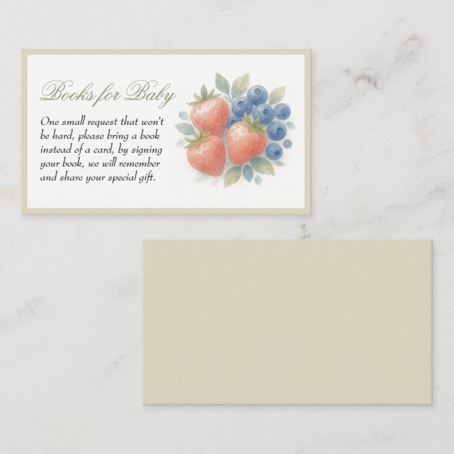 Strawberry Blueberry Baby Books for Baby Enclosure Card (Front/Back)