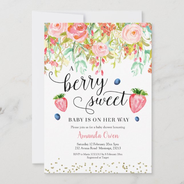 Strawberry Blueberry Baby Shower Invitation (Front)