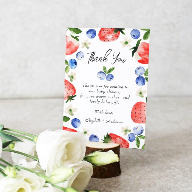 Strawberry Blueberry Baby Shower Thank You Card (Creator Uploaded)