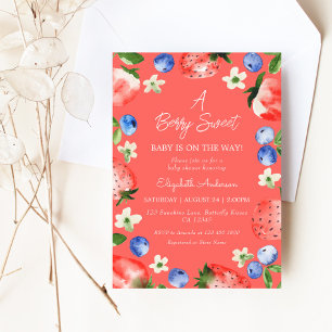 Strawberry Blueberry Berry Sweet Girl Baby Shower Invitation