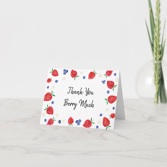 Strawberry Blueberry Birthday Thank You Card (Front)