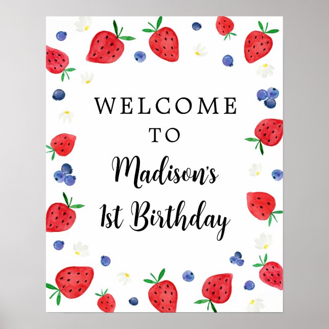 Strawberry Blueberry Birthday Welcome Poster (Front)