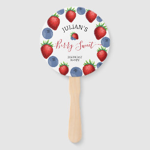 Strawberry & Blueberry Girl Birthday Party Photo  Hand Fan