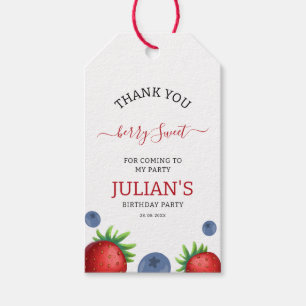 Strawberry & Blueberry Girl Birthday Party Summer Gift Tags