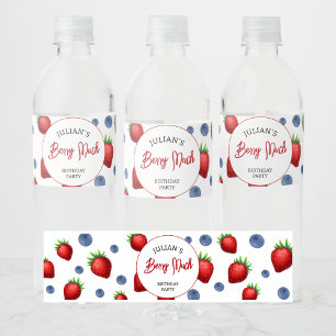 Strawberry & Blueberry Girl Birthday Party  Water Bottle Label