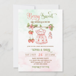 Strawberry Boho Clothes Girl Baby Shower Invitation