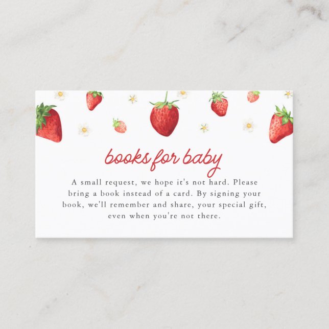Strawberry Books for Baby Card Berry Sweet Shower (Front)