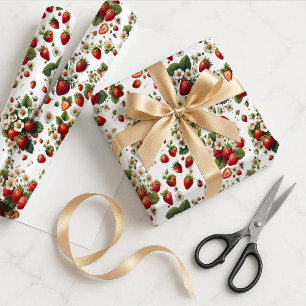 Strawberry Botanical Gift Wrapping Paper