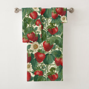Strawberry Botanical Strawberries Bath Towel Set
