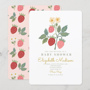 Strawberry Bouquet Blossom Baby Shower Invitation