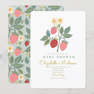 Strawberry Bouquet Blossom Baby Shower  Invitation