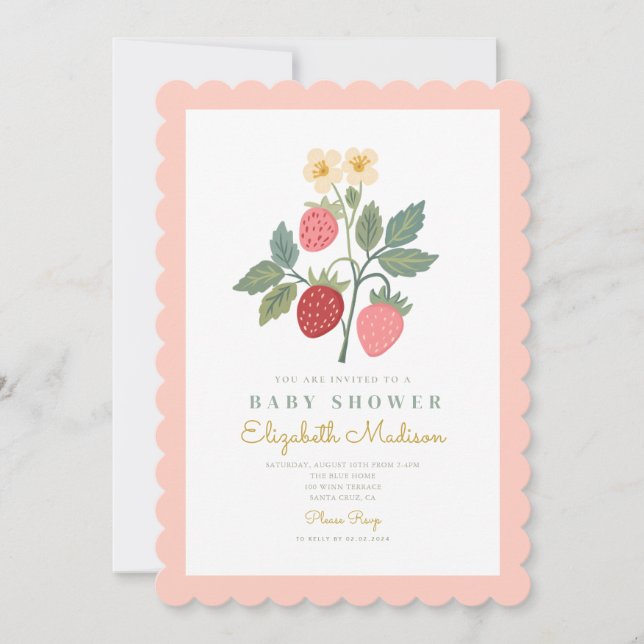 Strawberry Bouquet Blossom Baby Shower  Invitation (Front)