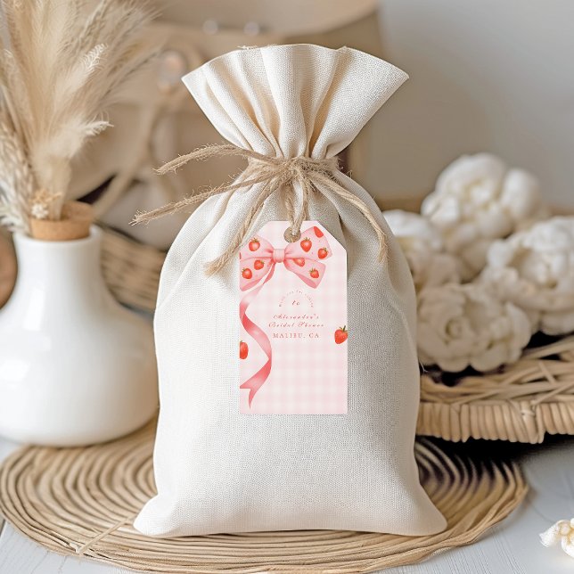 Strawberry Bow Bridal Shower Gift Tags (Creator Uploaded)