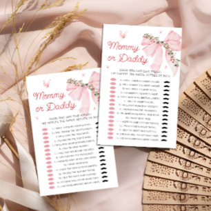 Strawberry Bow Mommy or Daddy Baby Shower Game