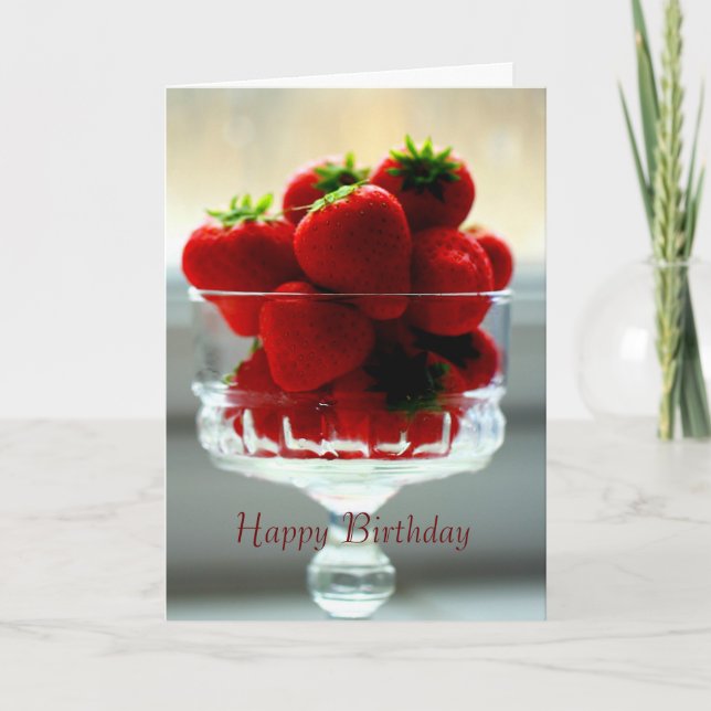 Strawberry Bowl Birthday Card (Front)