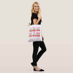 Strawberry & Bows Kawaii Design Tote Bag