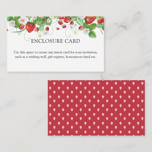 Strawberry Bridal Shower Enclosure Card (Front/Back)