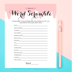 Strawberry Bridal Shower Word Scramble Game