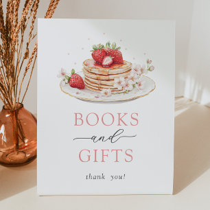 Strawberry Brunch Baby Shower Books and Gifts Sign
