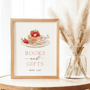 Strawberry Brunch Baby Shower Books and Gifts Sign