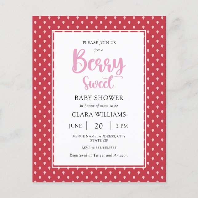 Strawberry Budget Baby Shower Invitation (Front)