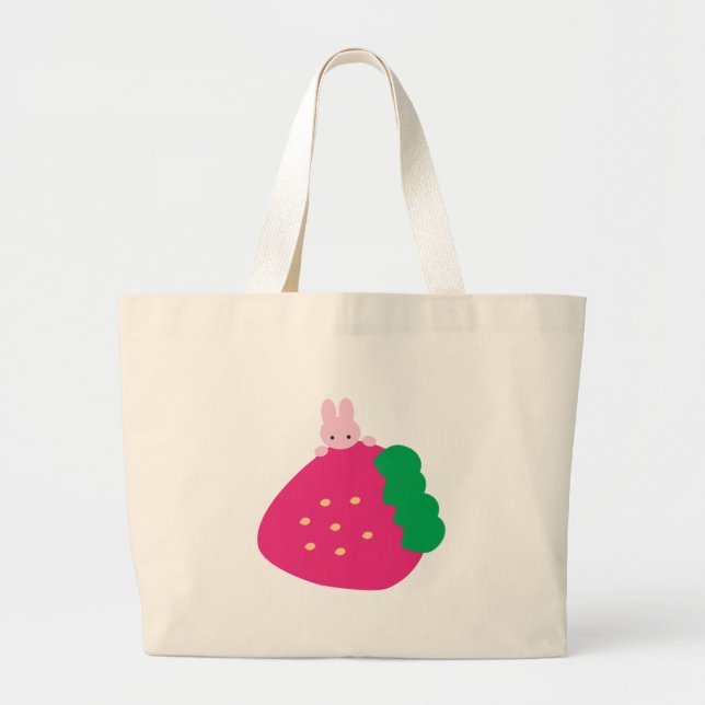 Strawberry Bunny Large Tote Bag (Front)