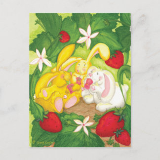 Strawberry Bunny Tea / Postcard