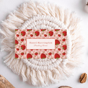 Strawberry Business Card Customizable Cute