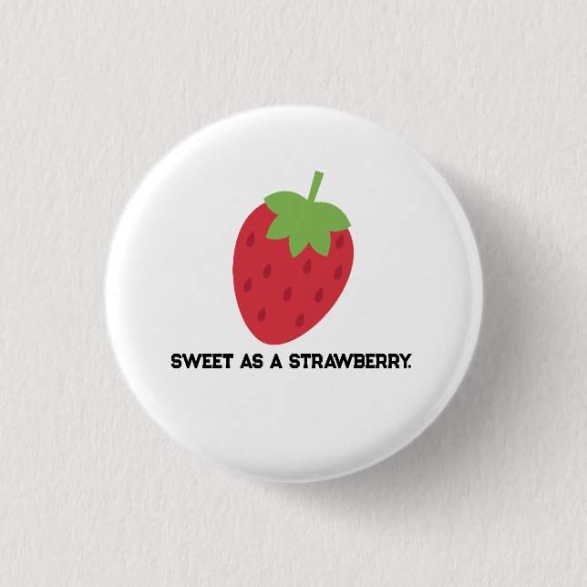 Strawberry Button | Cute Fruit-Themed Pin (Front)