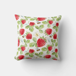 Strawberry Buzz 16x16 Throw Pillow