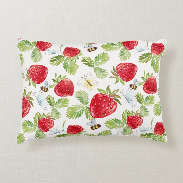 Strawberry Buzz Accent Pillow (Front)