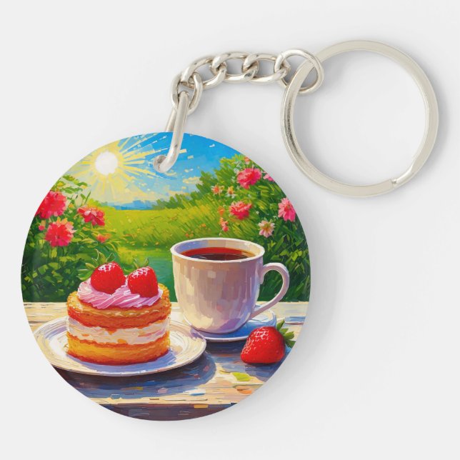 Strawberry Cake and Coffee Delight Key Ring (Back)