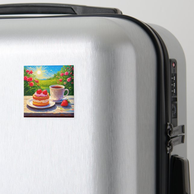 Strawberry Cake and Coffee Delight Magnet (In Situ (Luggage))