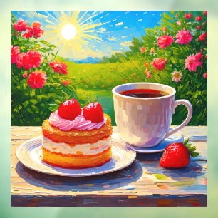 Strawberry Cake and Coffee Delight Window Cling