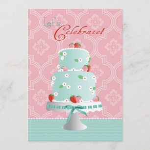 Strawberry Cake Birthday Invitation