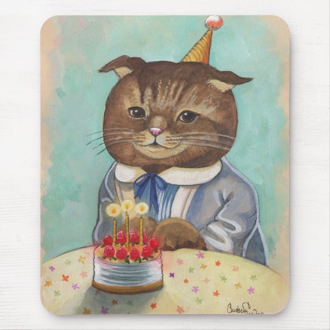 Strawberry Cake Birthday Kitty Mouse Mat (Front)