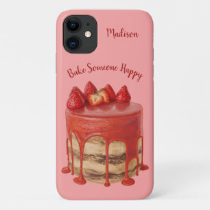 Strawberry Cake custom name & text phone cases