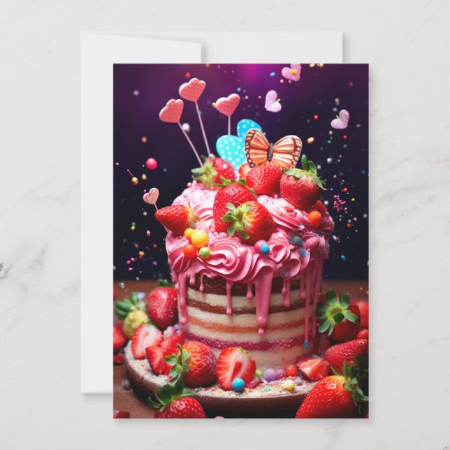 Strawberry Cake Holiday Card (Front)