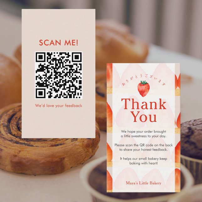 Strawberry Cake Layer Leave a Review QR Code Business Card (Creator Uploaded)