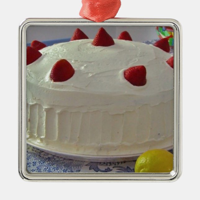 Strawberry Cake Metal Tree Decoration (Front)