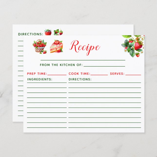 Strawberry Cake Recipe (Front/Back)