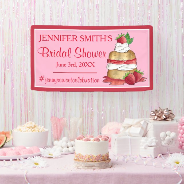 Strawberry Cake Shortcake Bridal Shower Birthday Banner (Party)