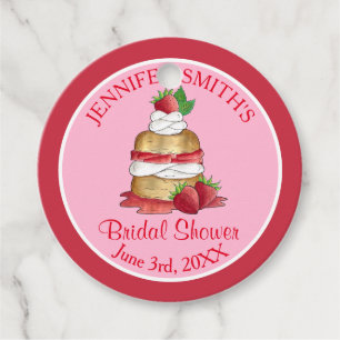 Strawberry Cake Shortcake Bridal Shower Birthday Favour Tags