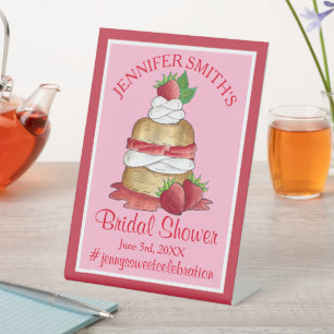 Strawberry Cake Shortcake Bridal Shower Birthday Pedestal Sign