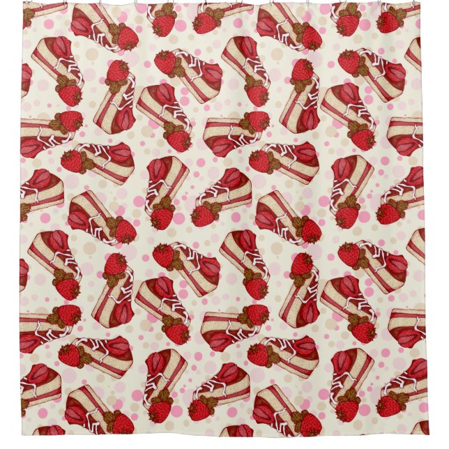 Strawberry Cake Shower Curtain (Front)