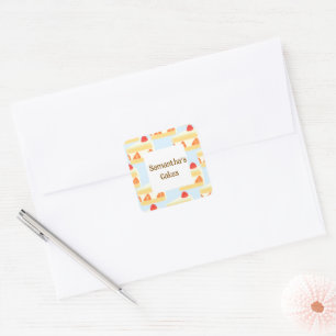 Strawberry Cake Square Sticker