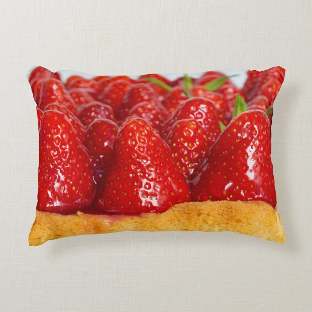 Strawberry cake with mint macro closeup decorative cushion (Front)